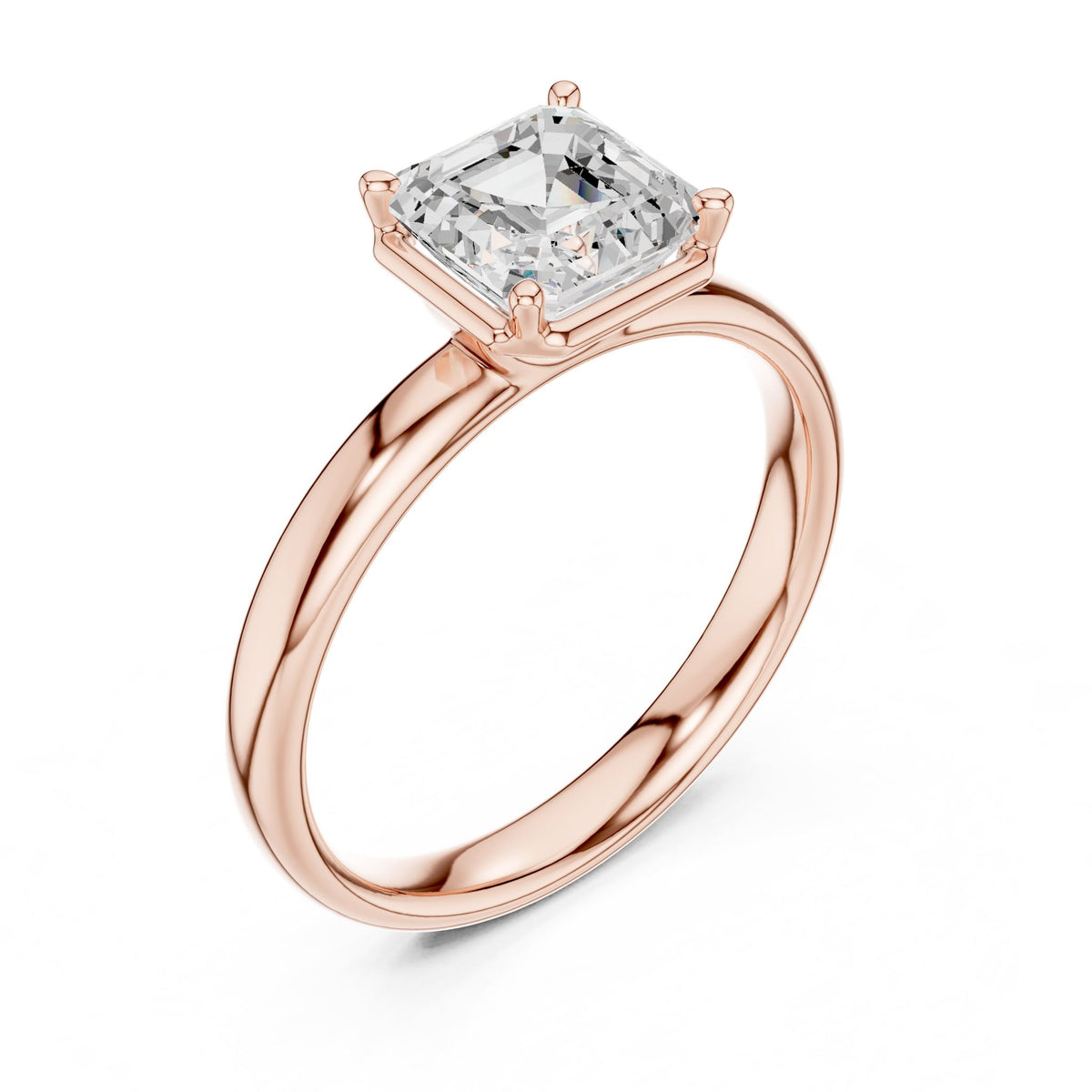 Asscher Solitaire Lab Grown Diamond Engagement Ring