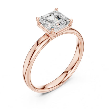 Asscher Solitaire Lab Grown Diamond Engagement Ring