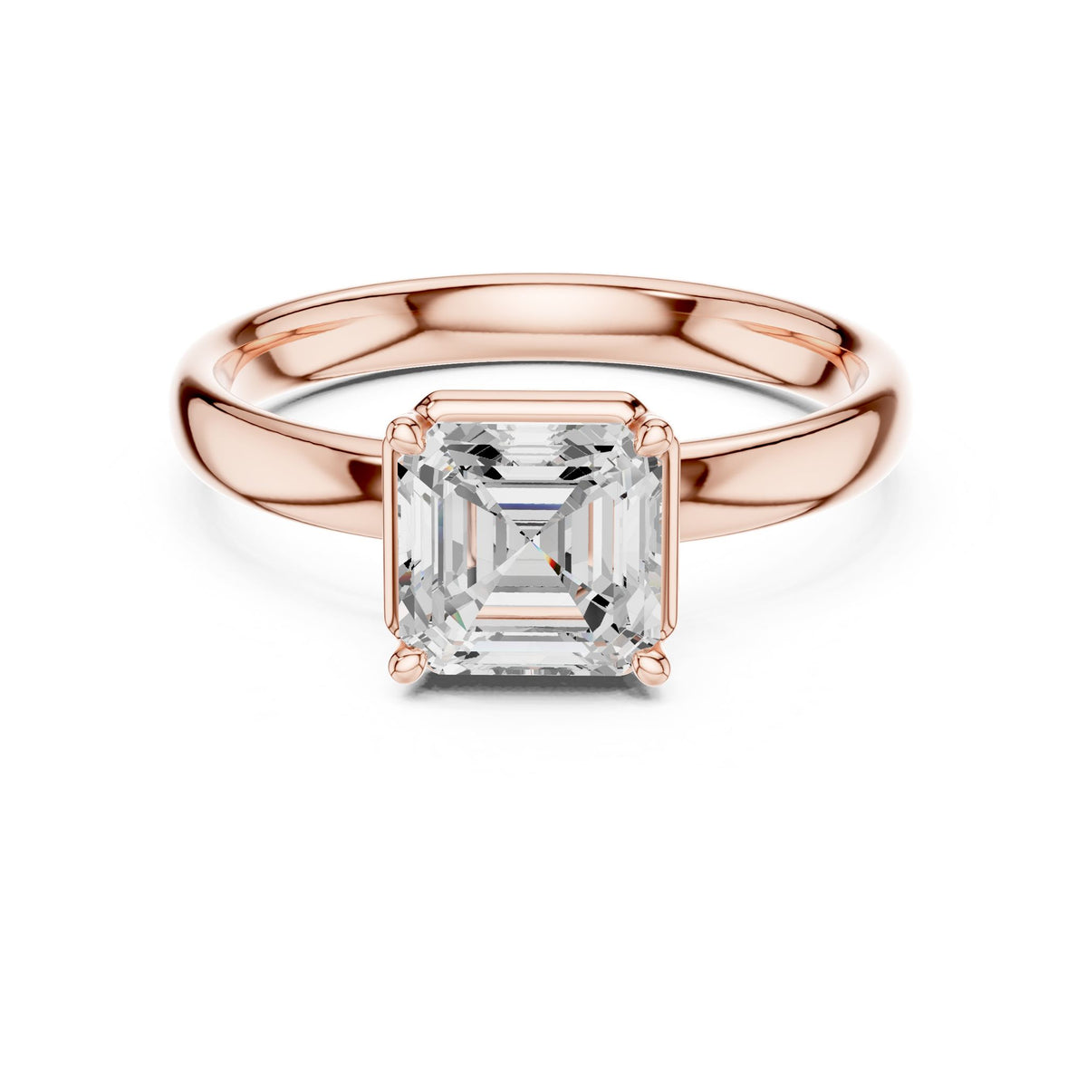 Asscher Solitaire Lab Grown Diamond Engagement Ring