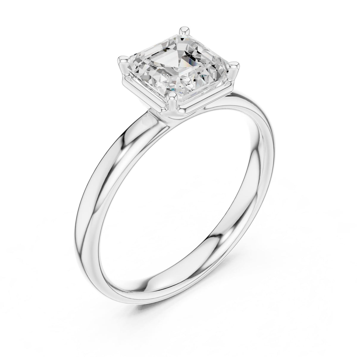 Asscher Solitaire Lab Grown Diamond Engagement Ring