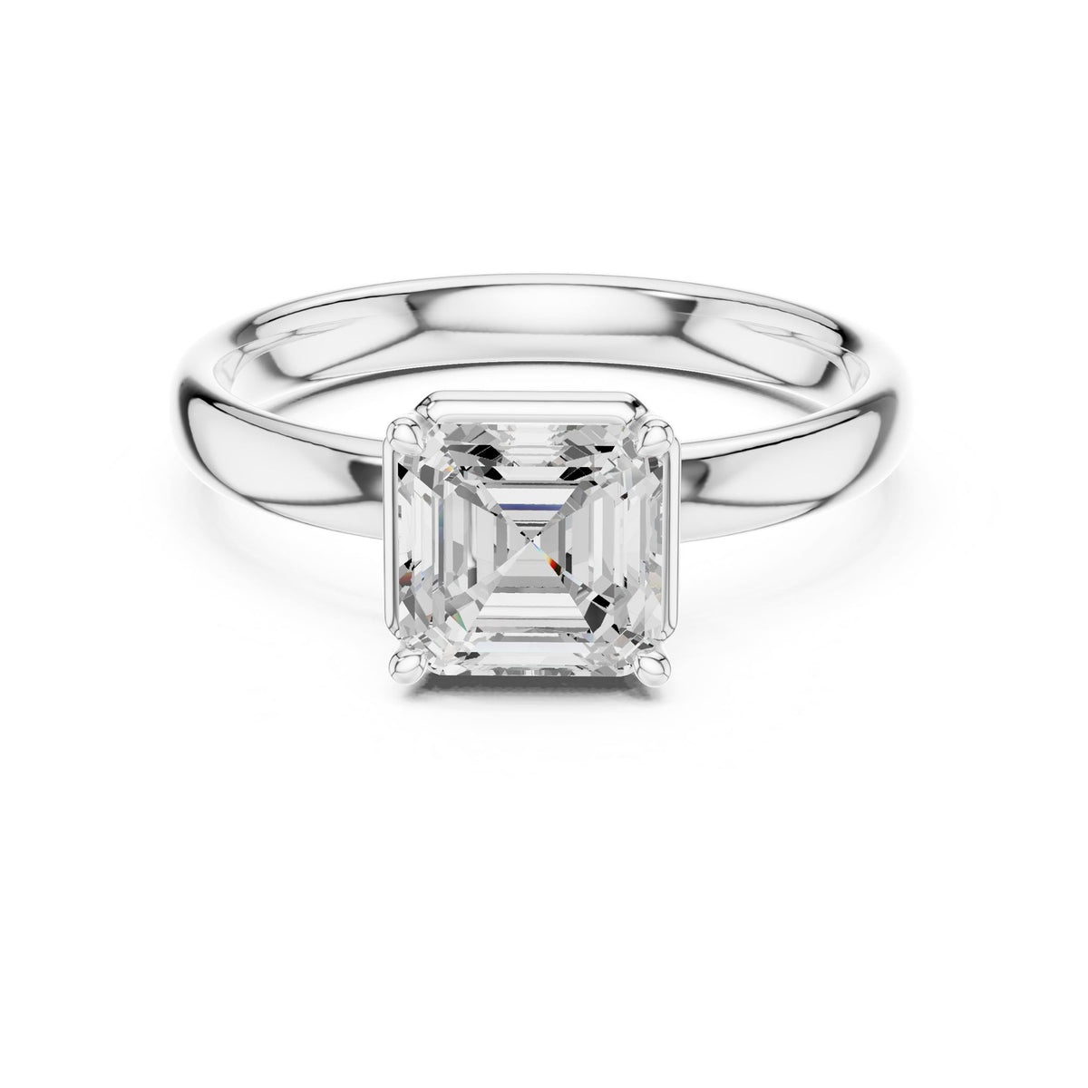 Asscher Solitaire Lab Grown Diamond Engagement Ring