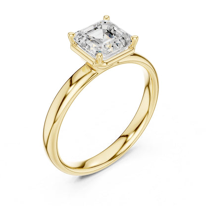 Asscher Solitaire Lab Grown Diamond Engagement Ring
