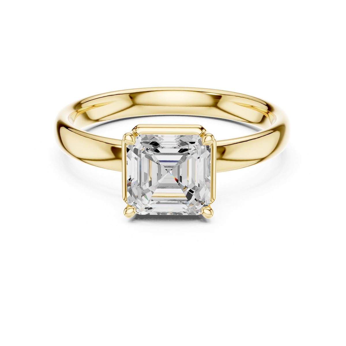Asscher Solitaire Lab Grown Diamond Engagement Ring