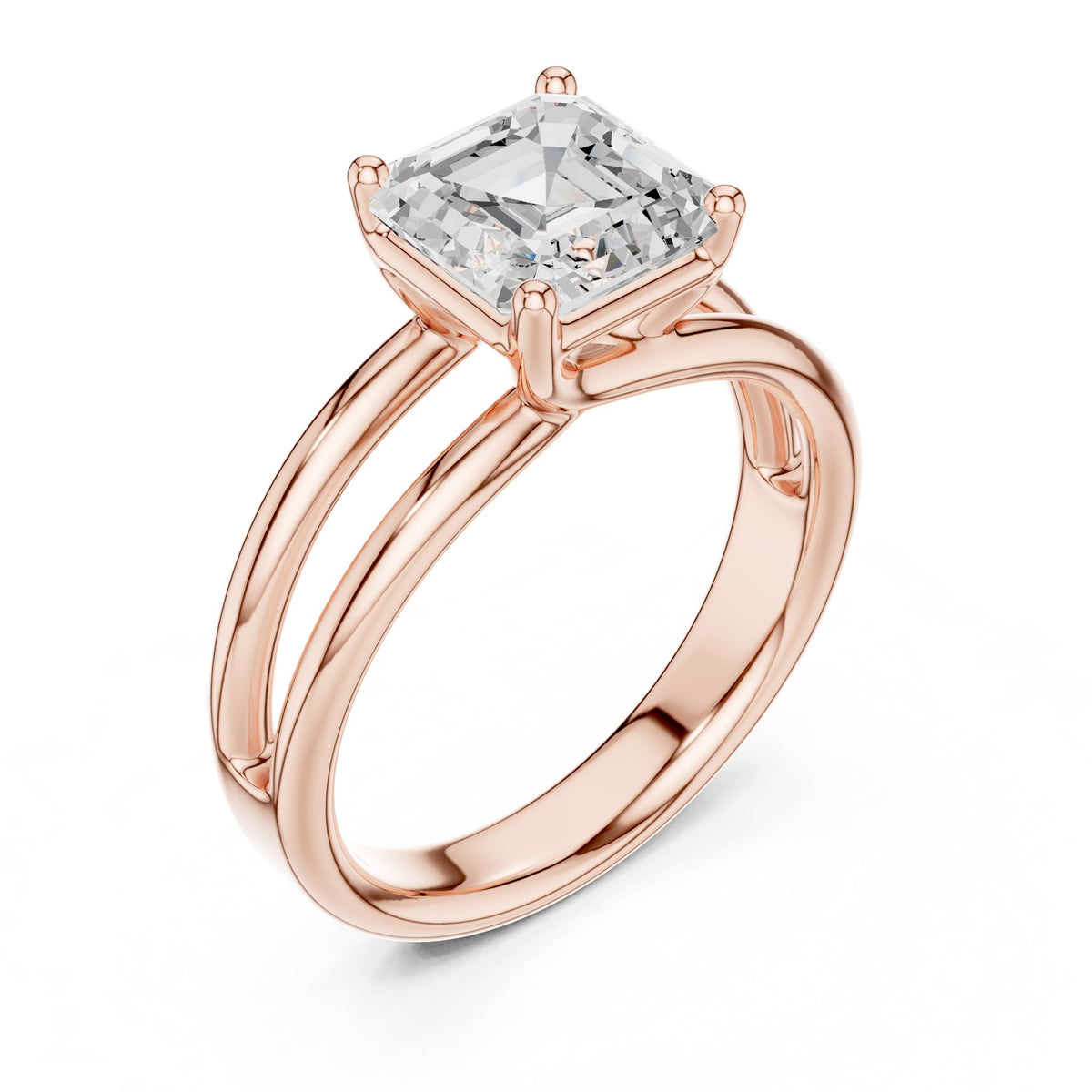 Asscher Solitaire Lab Grown Diamond Engagement Ring