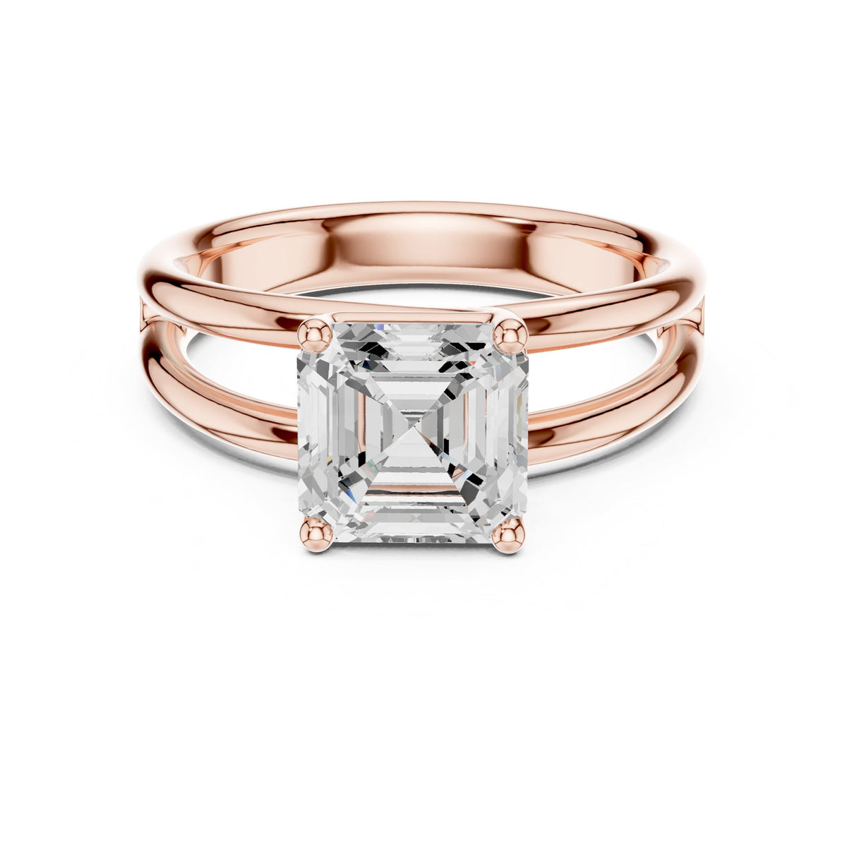 Asscher Solitaire Lab Grown Diamond Engagement Ring