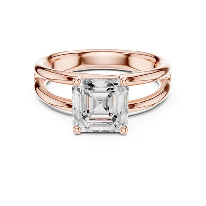 Asscher Solitaire Lab Grown Diamond Engagement Ring