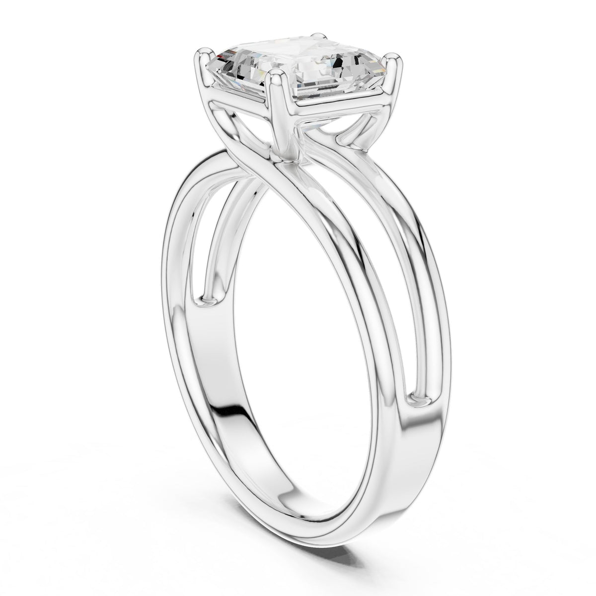 Asscher Solitaire Lab Grown Diamond Engagement Ring