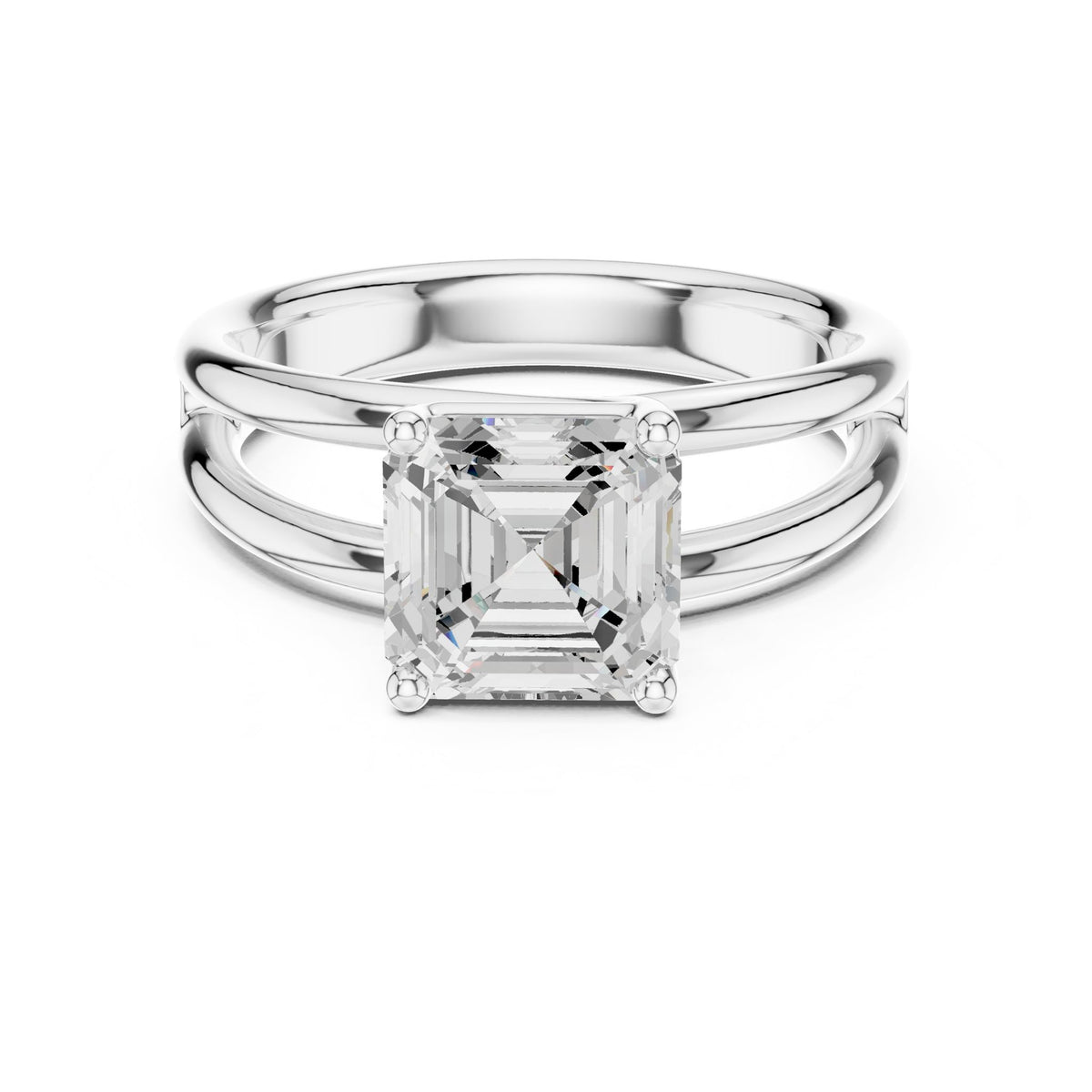 Asscher Solitaire Lab Grown Diamond Engagement Ring