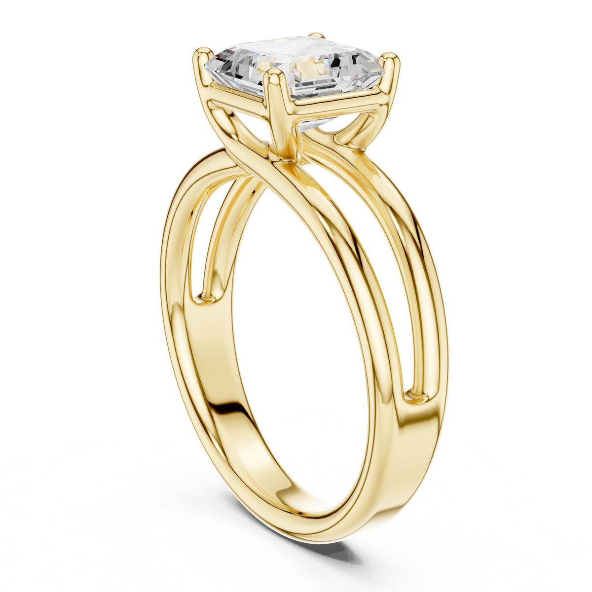 Asscher Solitaire Lab Grown Diamond Engagement Ring