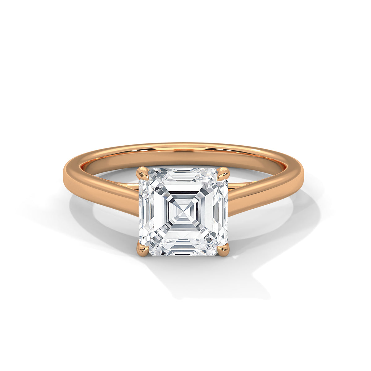 Asscher Solitaire Lab Grown Diamond Engagement Ring
