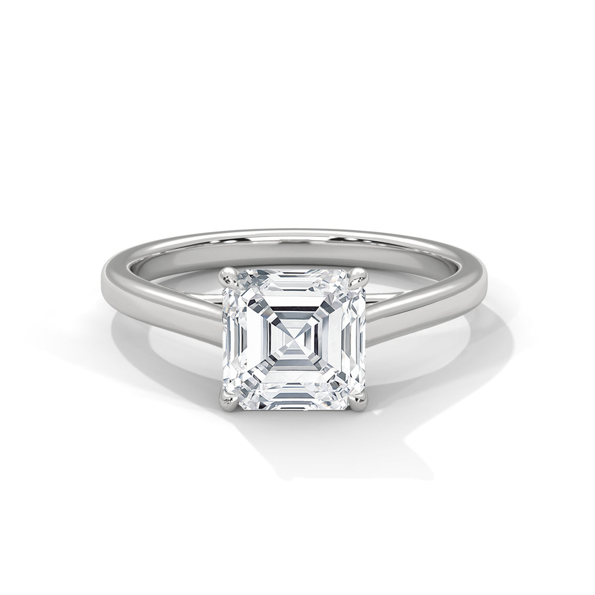 Asscher Solitaire Lab Grown Diamond Engagement Ring