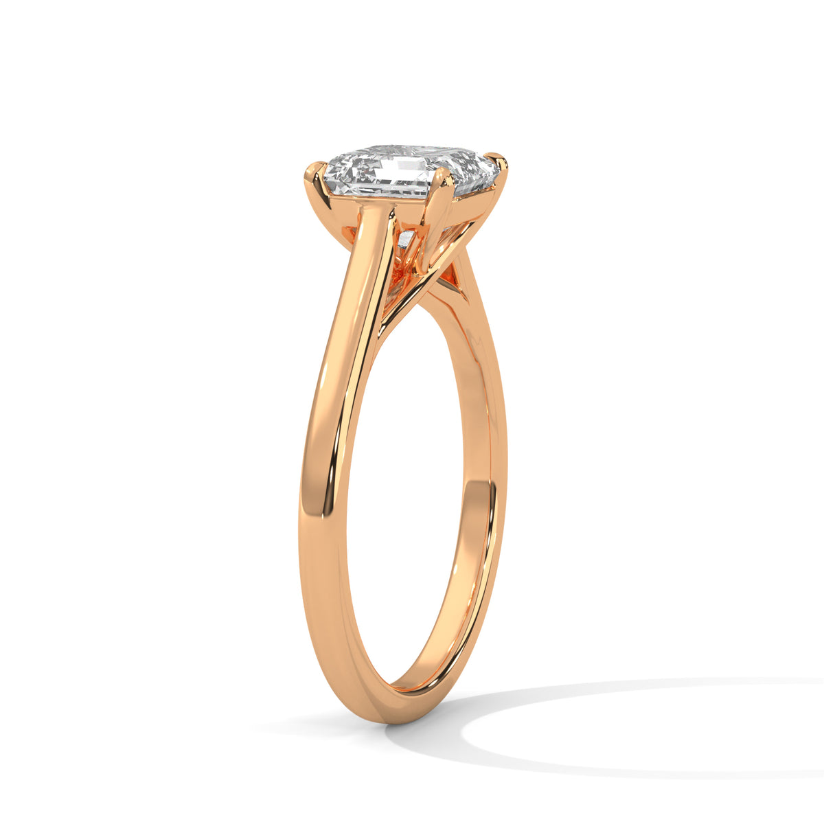 Asscher Solitaire Lab Grown Diamond Engagement Ring