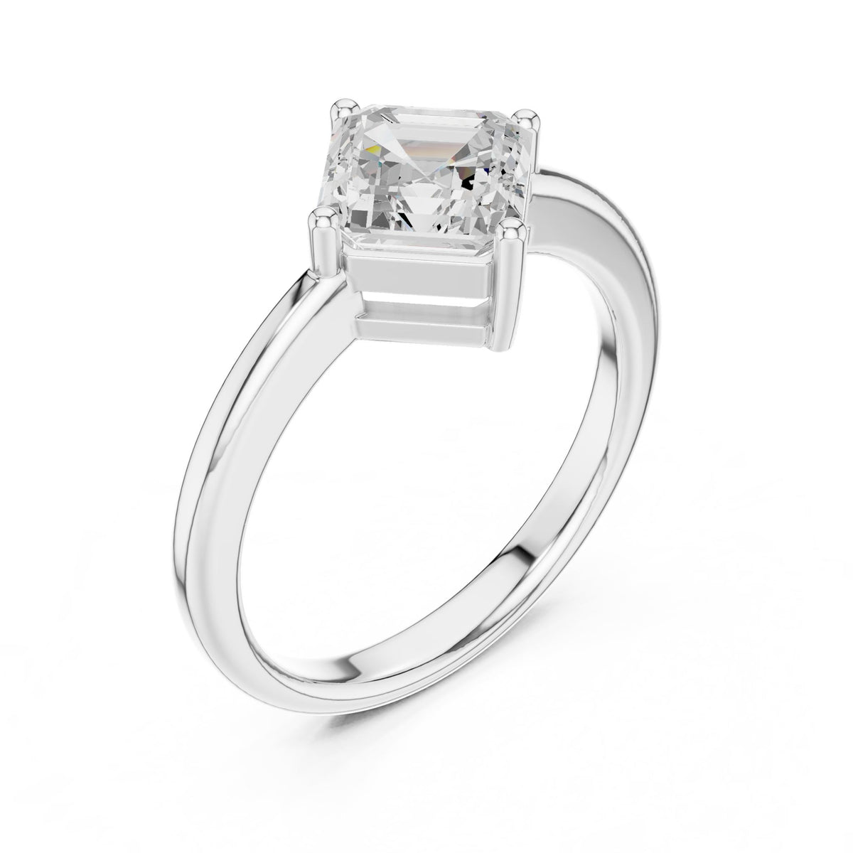 Asscher Solitaire Lab Grown Diamond Engagement Ring