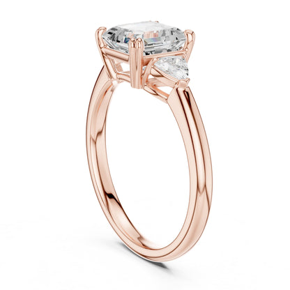 Asscher Three Stone Lab Grown Diamond Engagement Ring