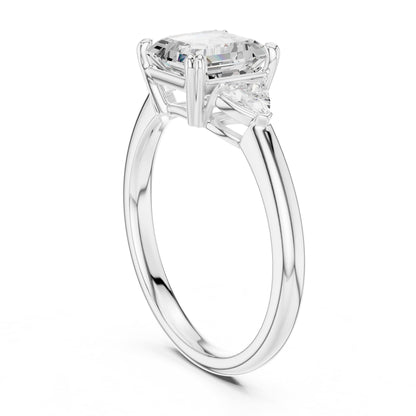 Asscher Three Stone Lab Grown Diamond Engagement Ring