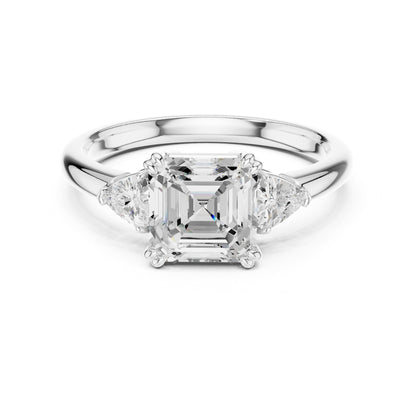 Asscher Three Stone Lab Grown Diamond Engagement Ring