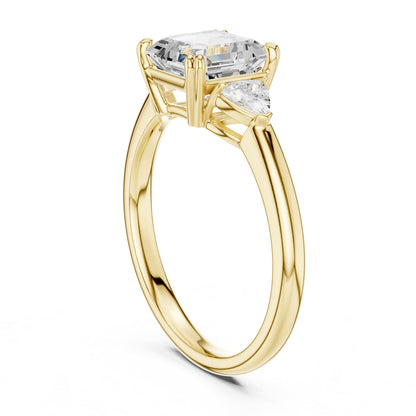 Asscher Three Stone Lab Grown Diamond Engagement Ring
