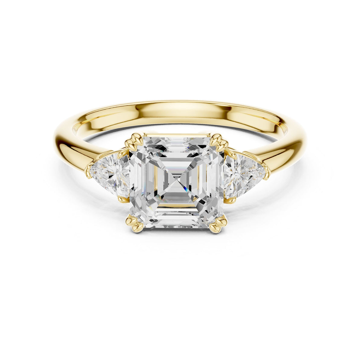Asscher Three Stone Lab Grown Diamond Engagement Ring