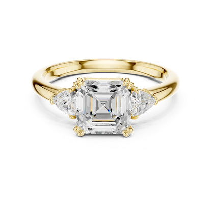 Asscher Three Stone Lab Grown Diamond Engagement Ring