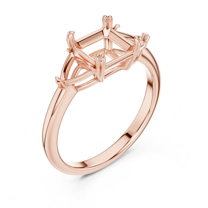 Asscher Three Stone Lab Grown Diamond Engagement Ring