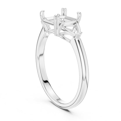 Asscher Three Stone Lab Grown Diamond Engagement Ring