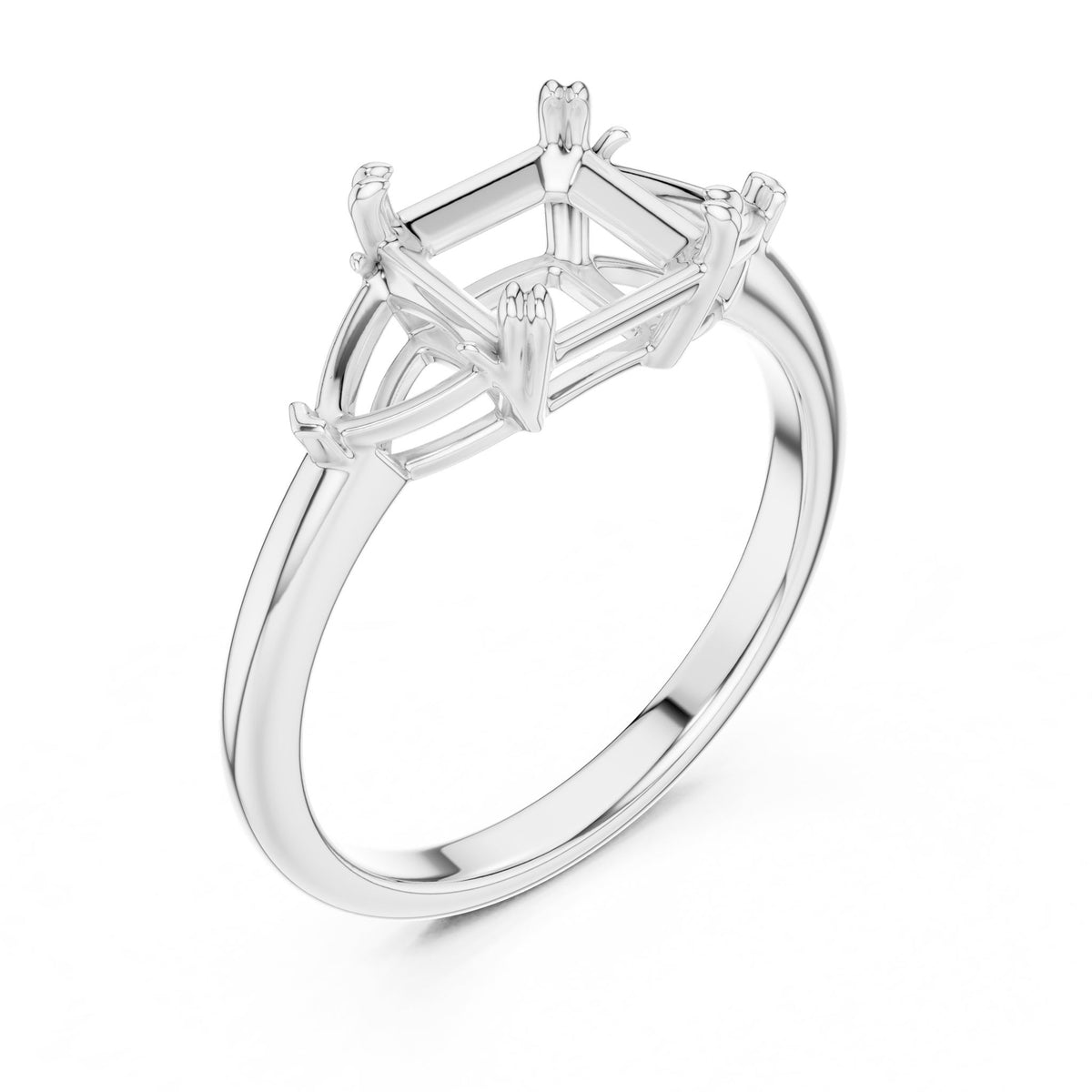 Asscher Three Stone Lab Grown Diamond Engagement Ring