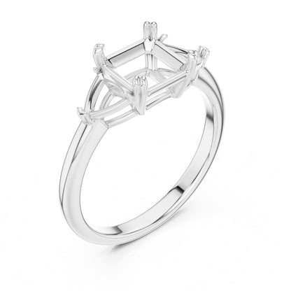 Asscher Three Stone Lab Grown Diamond Engagement Ring