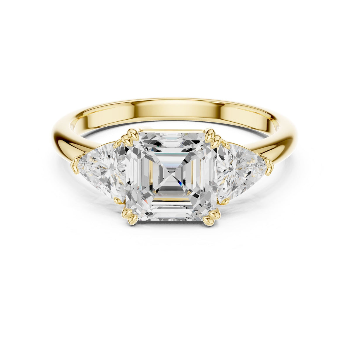 Asscher Three Stone Lab Grown Diamond Engagement Ring