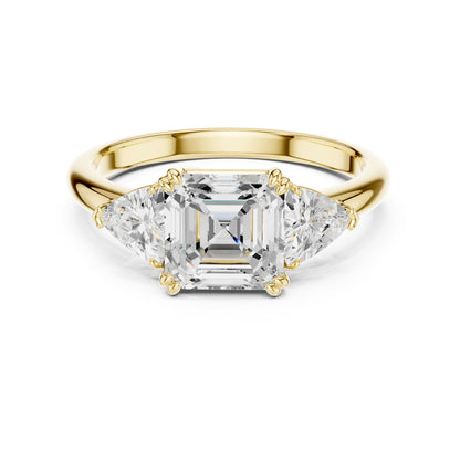 Asscher Three Stone Lab Grown Diamond Engagement Ring