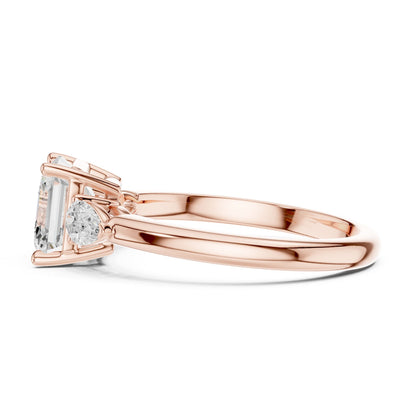 Asscher Three Stone Lab Grown Diamond Engagement Ring