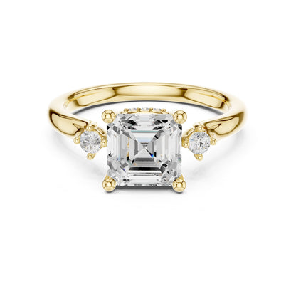 Asscher Three Stone Lab Grown Diamond Engagement Ring