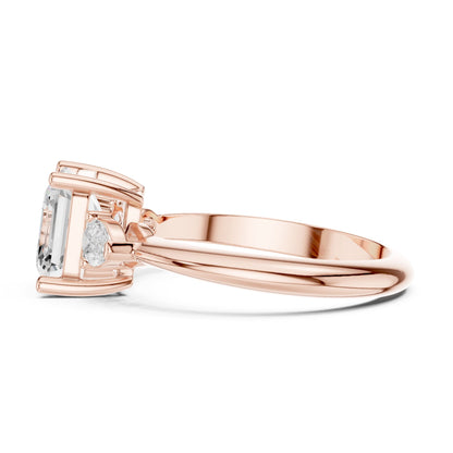 Asscher Three Stone Lab Grown Diamond Engagement Ring
