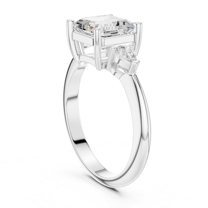 Asscher Three Stone Lab Grown Diamond Engagement Ring