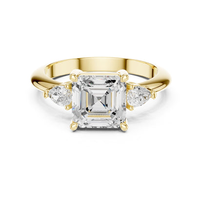 Asscher Three Stone Lab Grown Diamond Engagement Ring