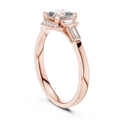 Asscher Three Stone Lab Grown Diamond Engagement Ring
