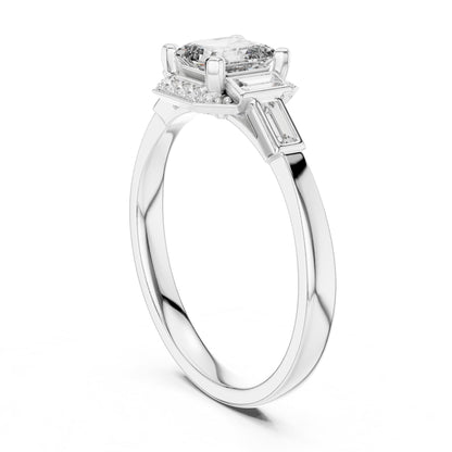 Asscher Three Stone Lab Grown Diamond Engagement Ring