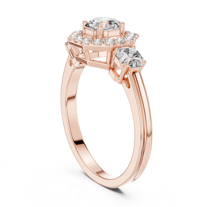 Asscher Three Stone Lab Grown Diamond Engagement Ring