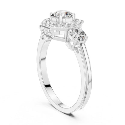 Asscher Three Stone Lab Grown Diamond Engagement Ring