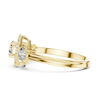 Asscher Three Stone Lab Grown Diamond Engagement Ring