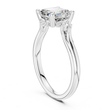 Asscher Three Stone Lab Grown Diamond Engagement Ring