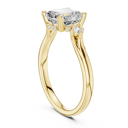 Asscher Three Stone Lab Grown Diamond Engagement Ring