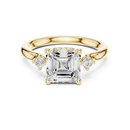 Asscher Three Stone Lab Grown Diamond Engagement Ring