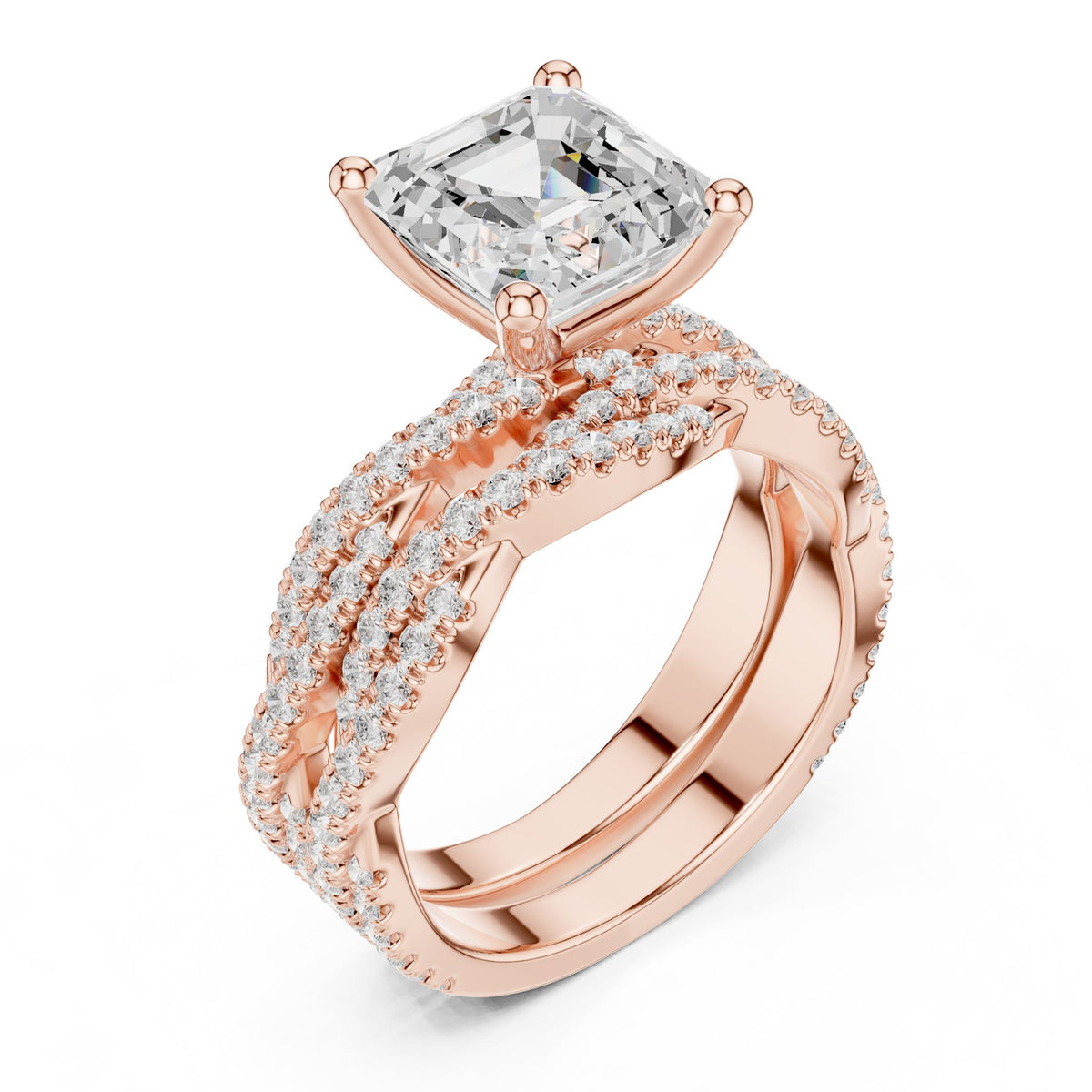 Asscher Twist Lab Grown Diamond Engagement Ring