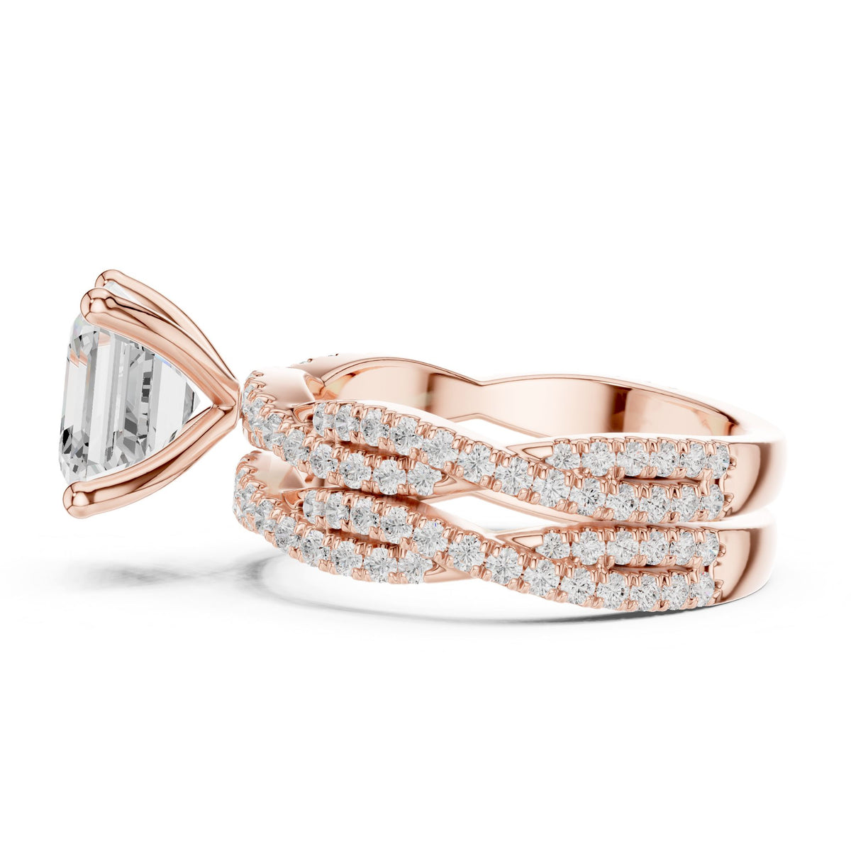 Asscher Twist Lab Grown Diamond Engagement Ring