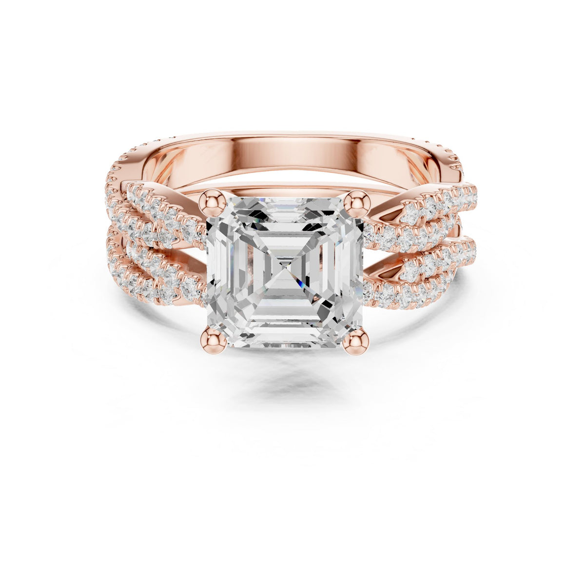 Asscher Twist Lab Grown Diamond Engagement Ring