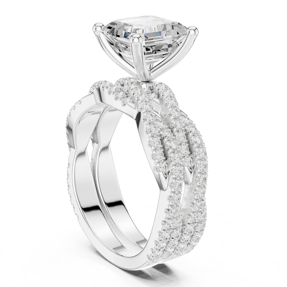 Asscher Twist Lab Grown Diamond Engagement Ring