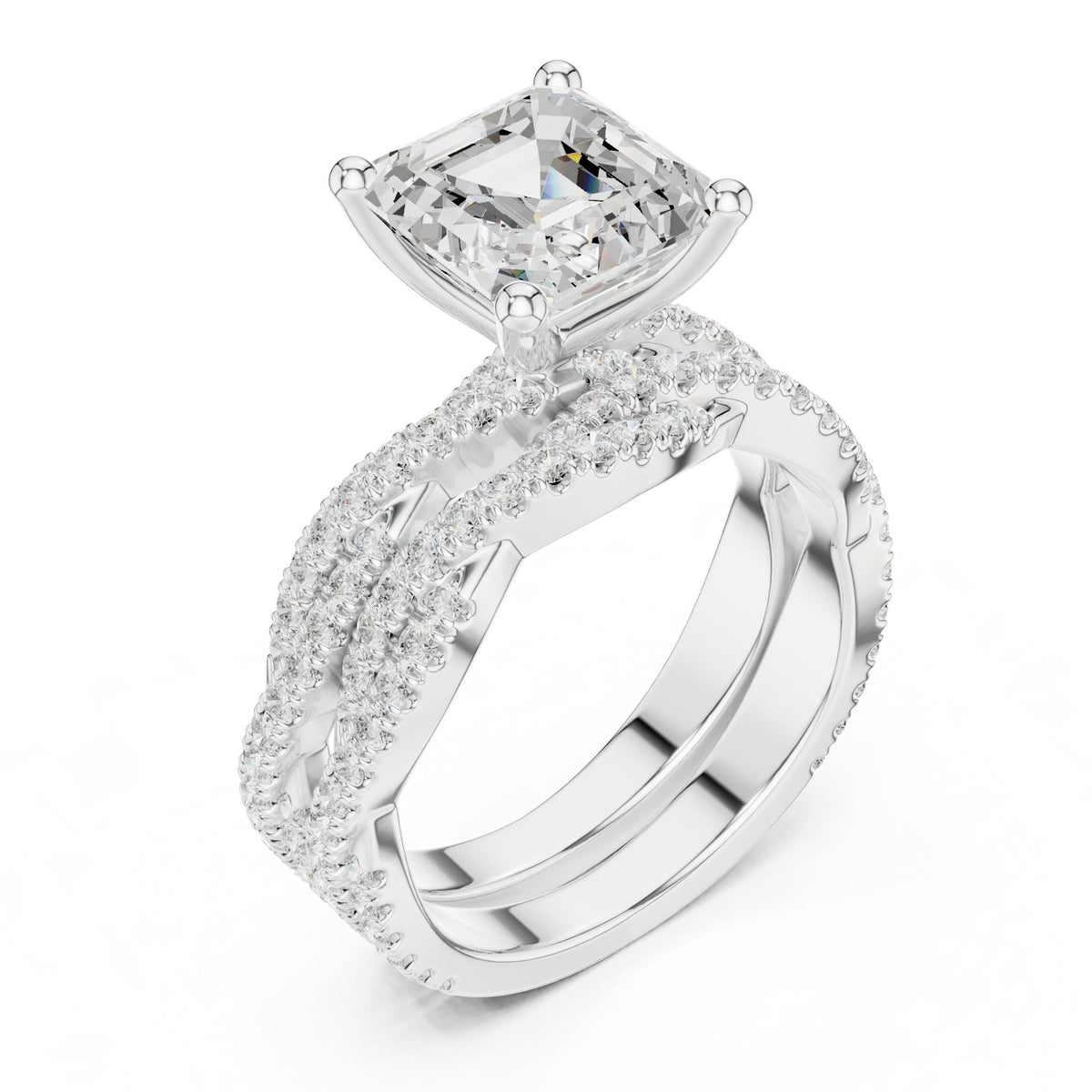 Asscher Twist Lab Grown Diamond Engagement Ring