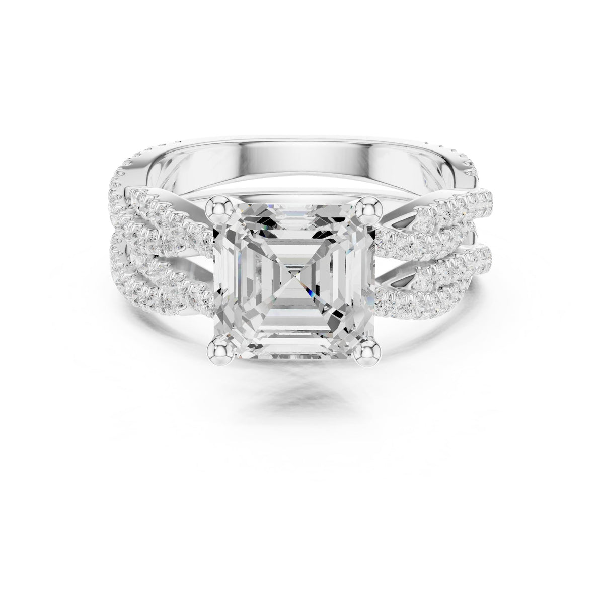 Asscher Twist Lab Grown Diamond Engagement Ring