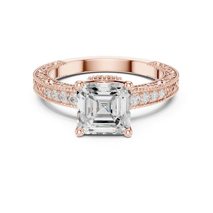 Asscher Vintage Lab Grown Diamond Engagement Ring