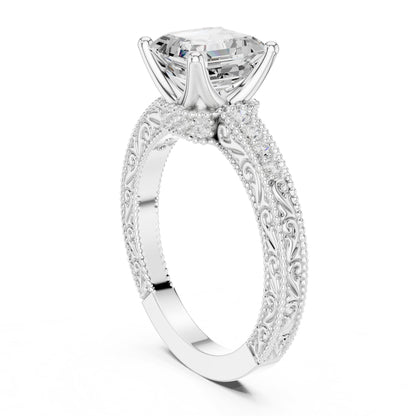 Asscher Vintage Lab Grown Diamond Engagement Ring